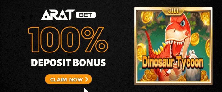 Aratbet 100% Deposit Bonus- Dinosaur Tycoon Fishing